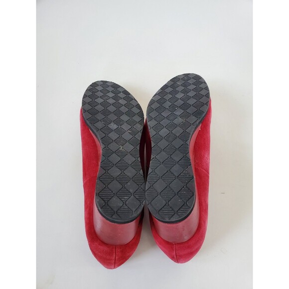 Earthies Womens Bondy Boot Size 7.5 Red Suede Wedge Heel Bootie  Shoes - Picture 7 of 14